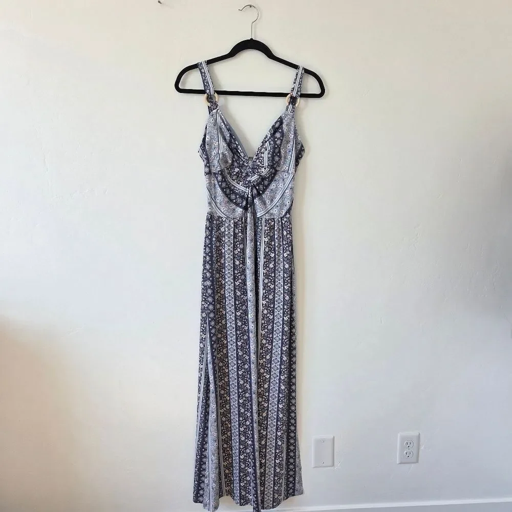 Derek Heart Paisley Floral Maxi Dress Twist Front Y2K 90s Beach Vacation Large - Picture 8 of 13